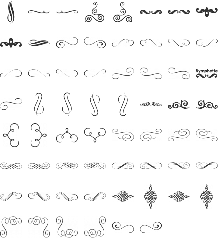 Nymphette Dingbat Font Specimen