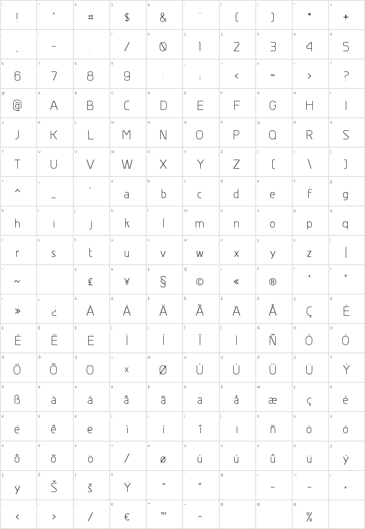 Greyscale Basic Glyph Map